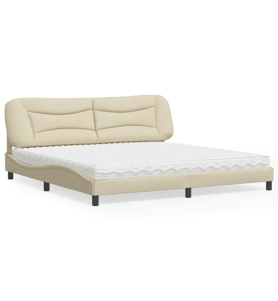 Bett mit Matratze Creme 200x200 cm Stoff