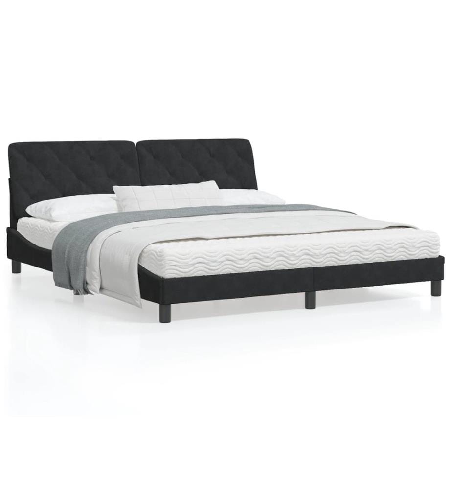 Bett mit Matratze Schwarz 180x200 cm Samt