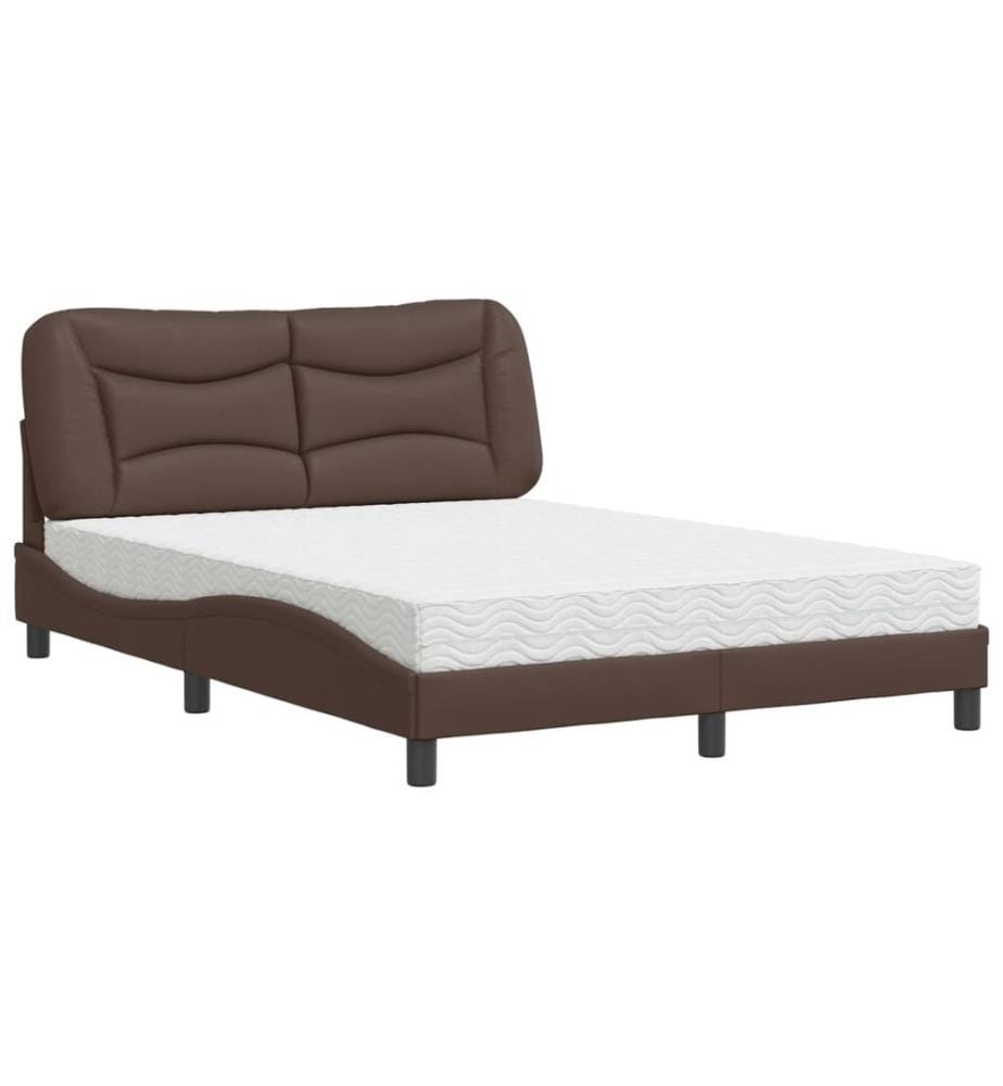 Bett mit Matratze Braun 140x200 cm Kunstleder