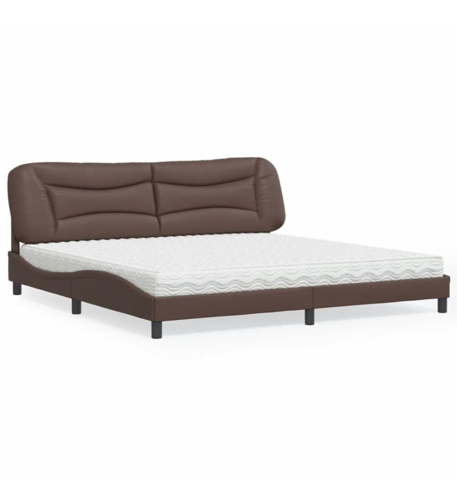 Lit avec matelas marron 200x200 cm similicuir