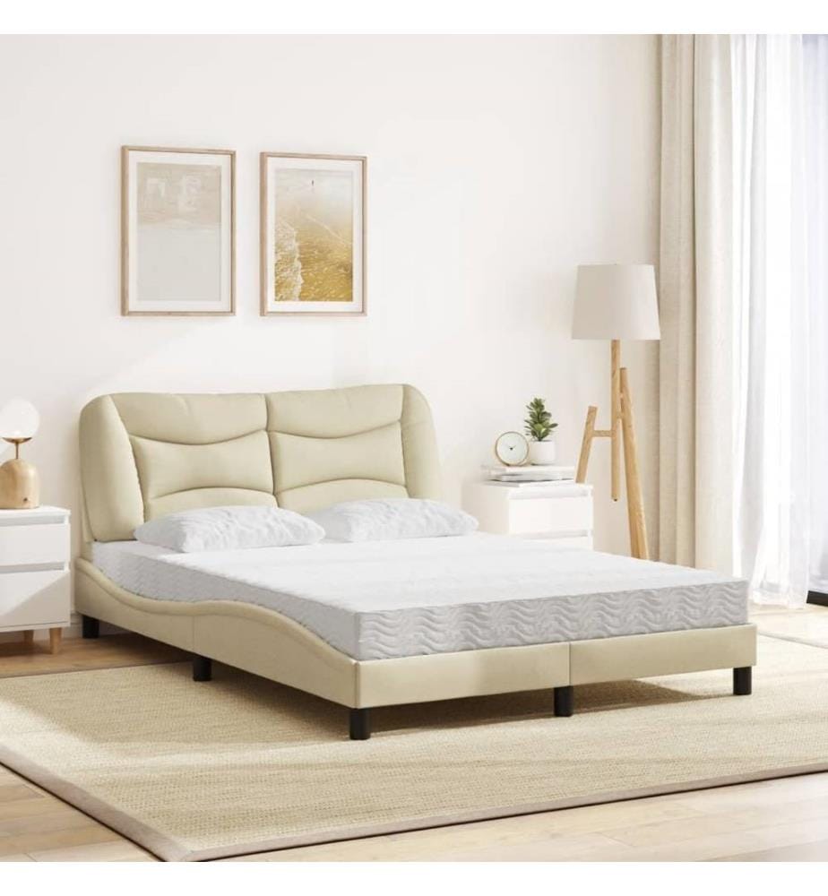 Bett mit Matratze Creme 120x200 cm Stoff