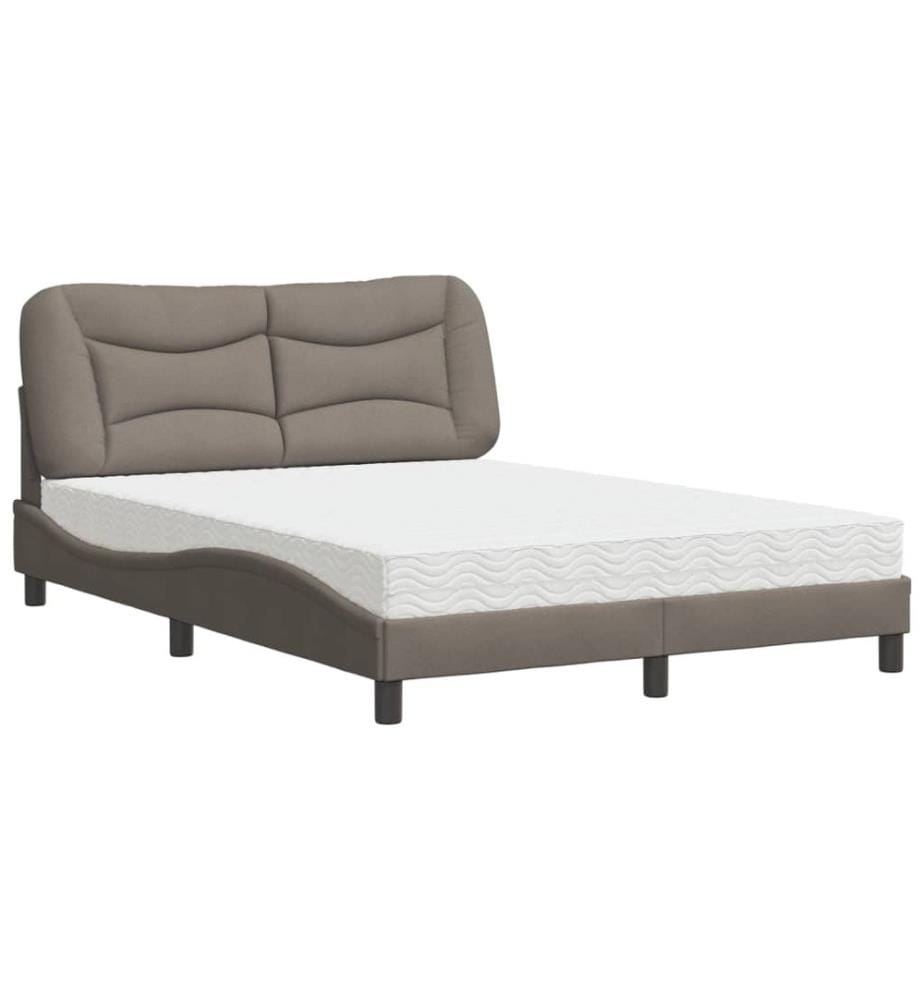 Bett mit Matratze Taupe 140x200 cm Stoff