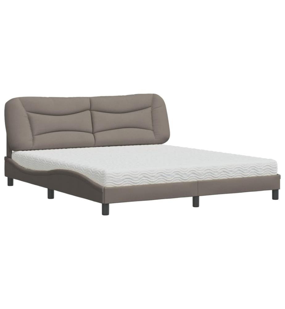 Bett mit Matratze Taupe 180x200 cm Stoff