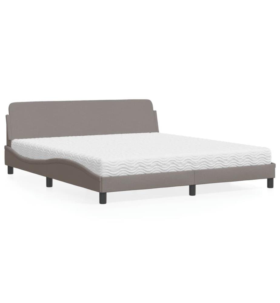 Bett mit Matratze Taupe 180x200 cm Stoff