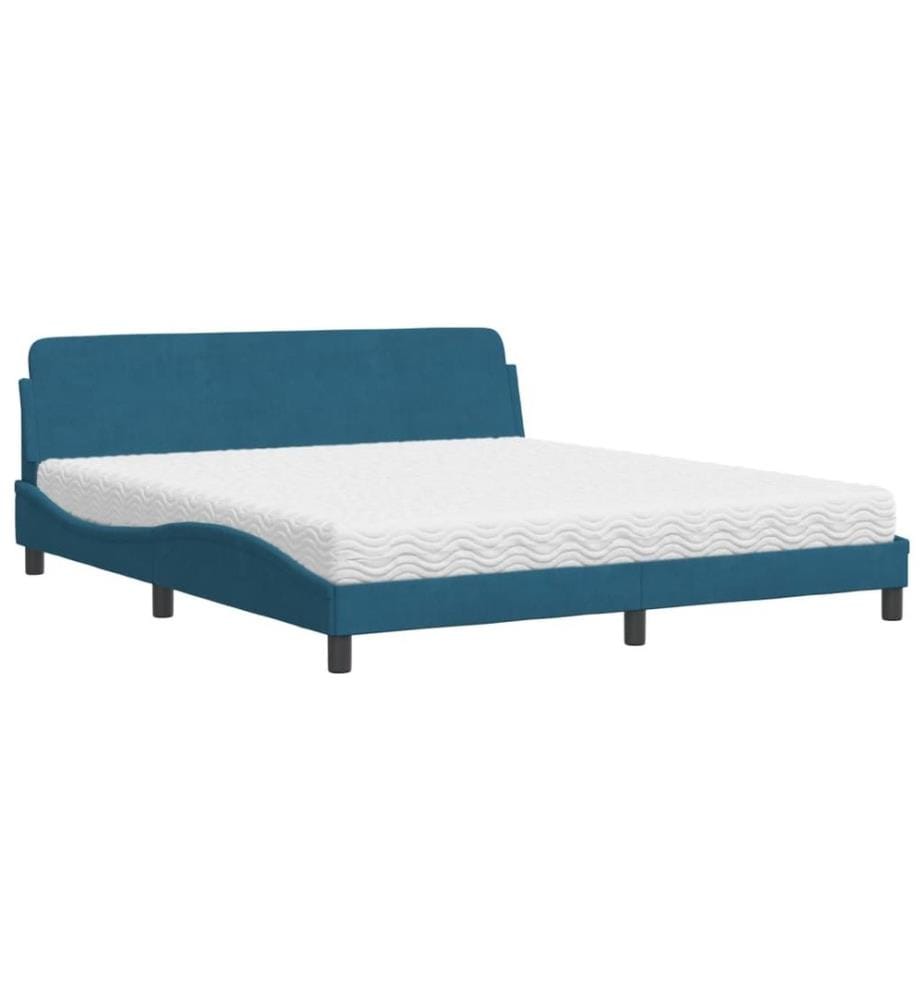 Bett mit Matratze Blau 180x200 cm Samt