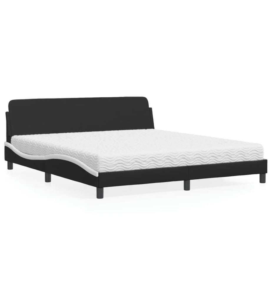 Bett mit Matratze Schwarz und Weiss 180x200 cm Kunstleder