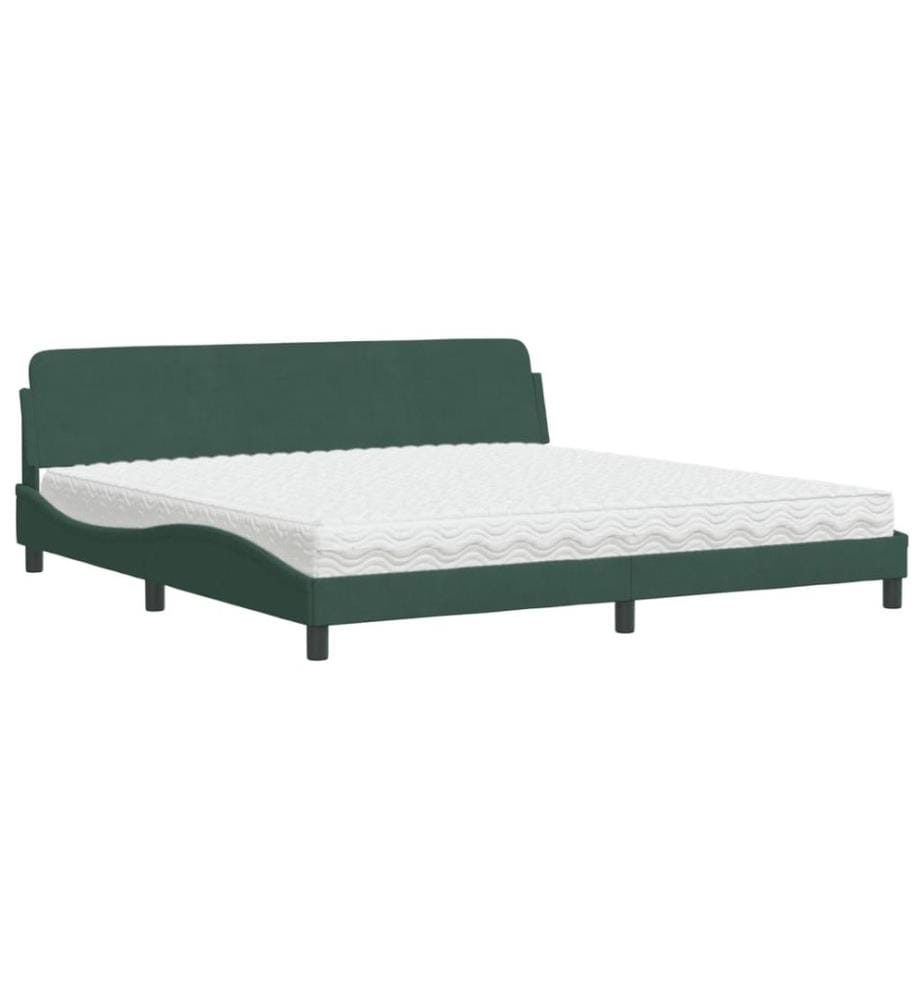 Bett mit Matratze Dunkelgrün 200x200 cm Samt