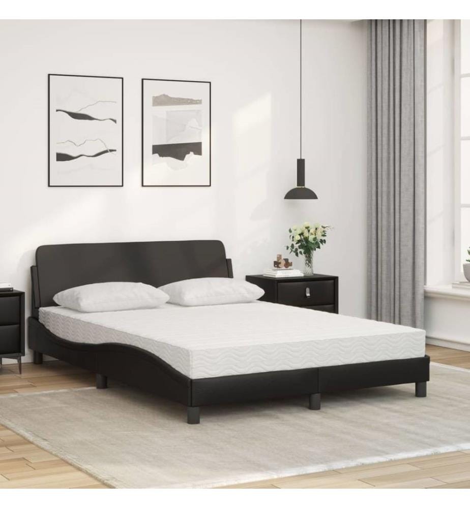 Bett mit Matratze Schwarz 140x200 cm Kunstleder