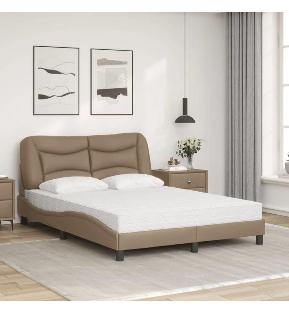 Bett mit Matratze Cappuccino-Braun 120x200 cm Kunstleder