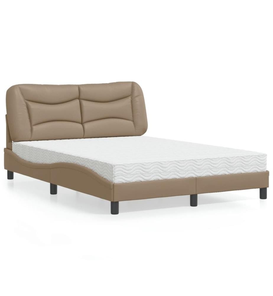 Bett mit Matratze Cappuccino-Braun 140x190 cm Kunstleder