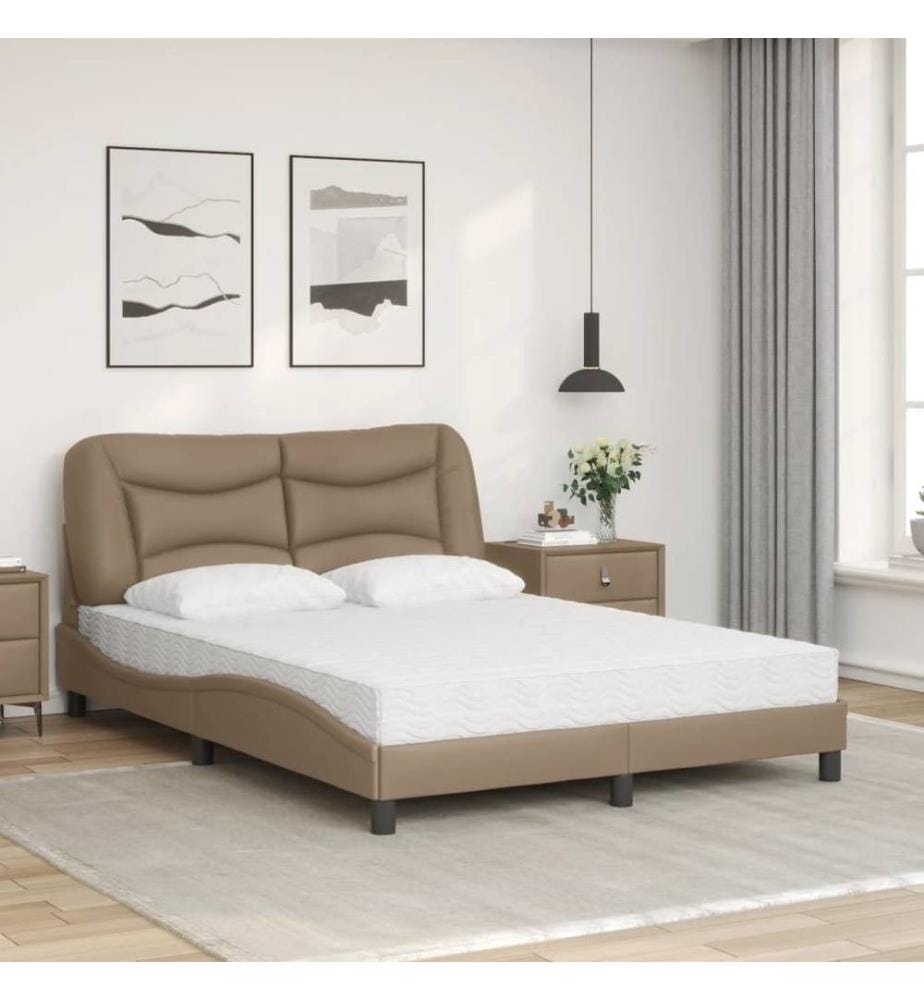 Bett mit Matratze Cappuccino-Braun 140x190 cm Kunstleder