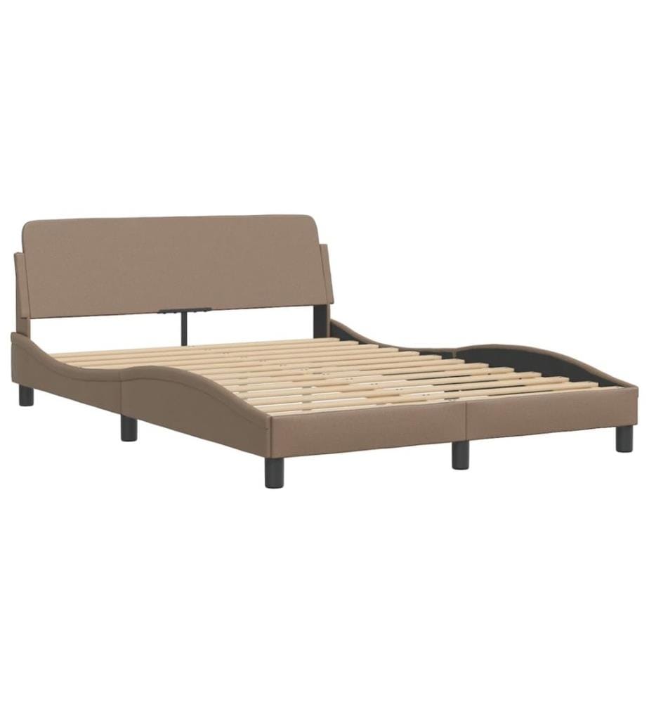 Bett mit Matratze Cappuccino-Braun 140x190 cm Kunstleder