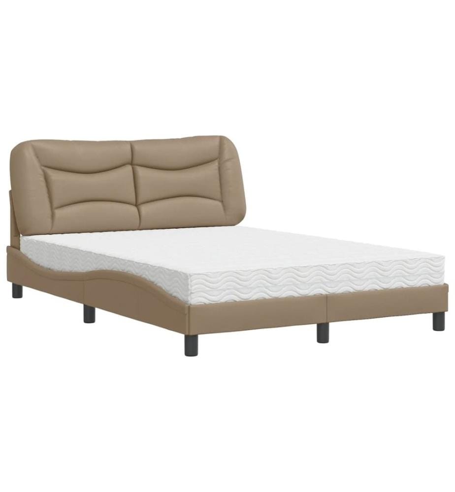 Bett mit Matratze Cappuccino-Braun 140x200 cm Kunstleder