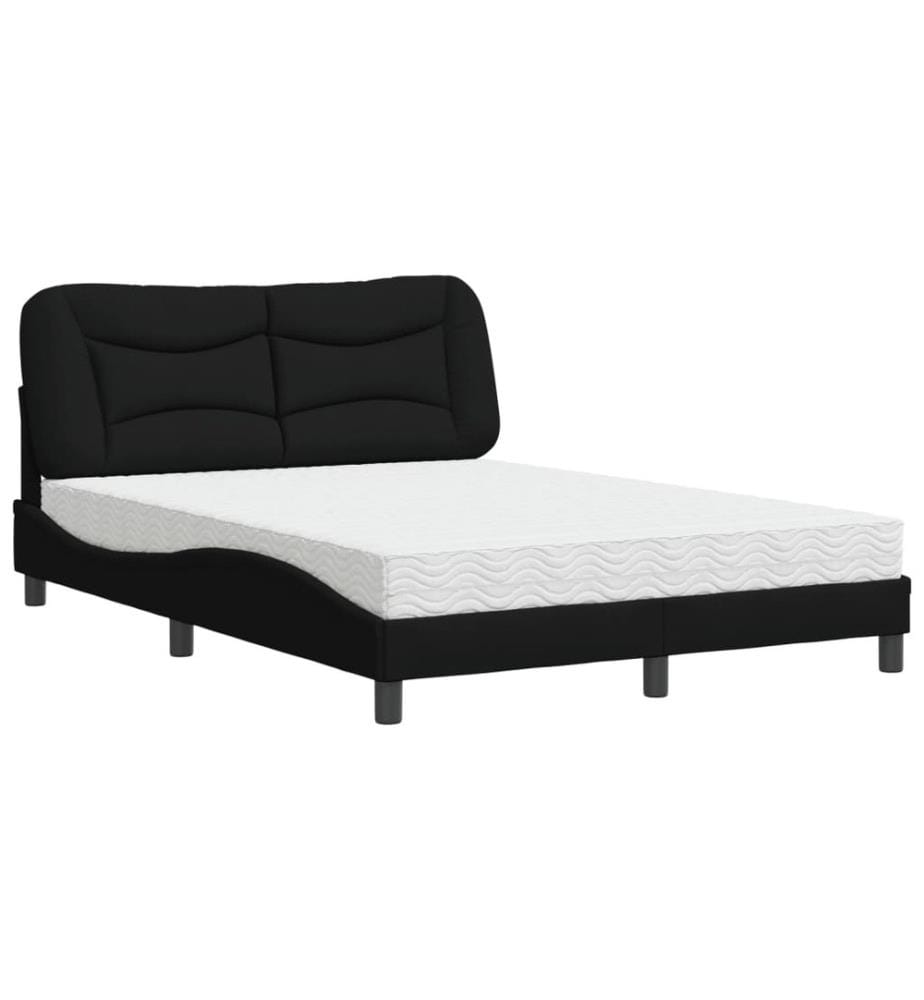 Bett mit Matratze Schwarz 120x200 cm Stoff
