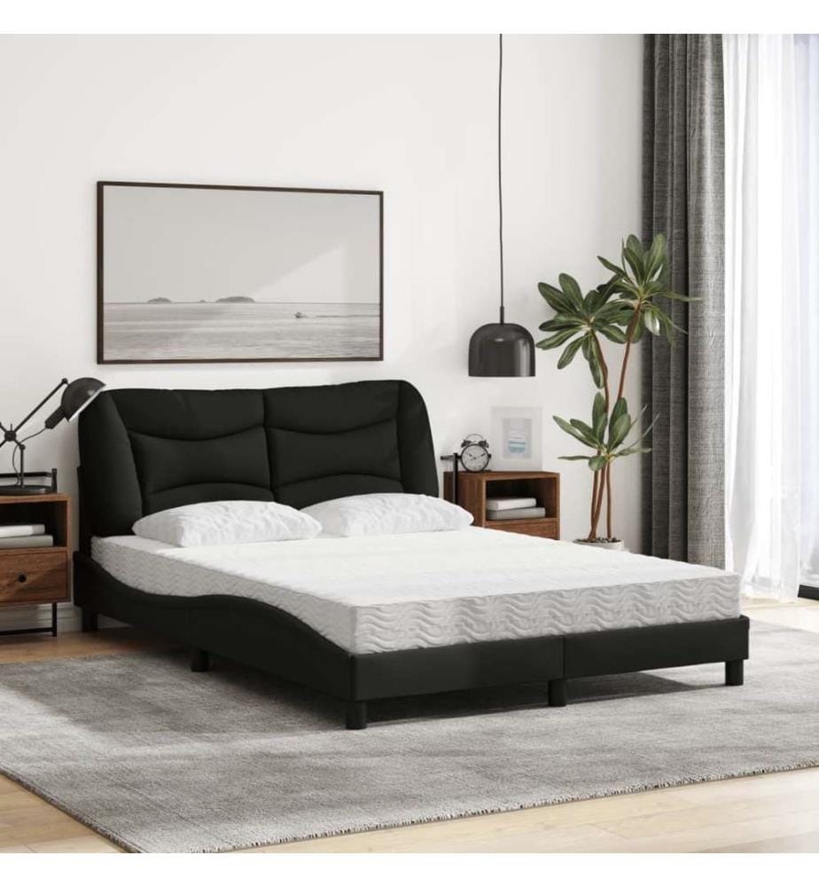 Bett mit Matratze Schwarz 140x200 cm Stoff