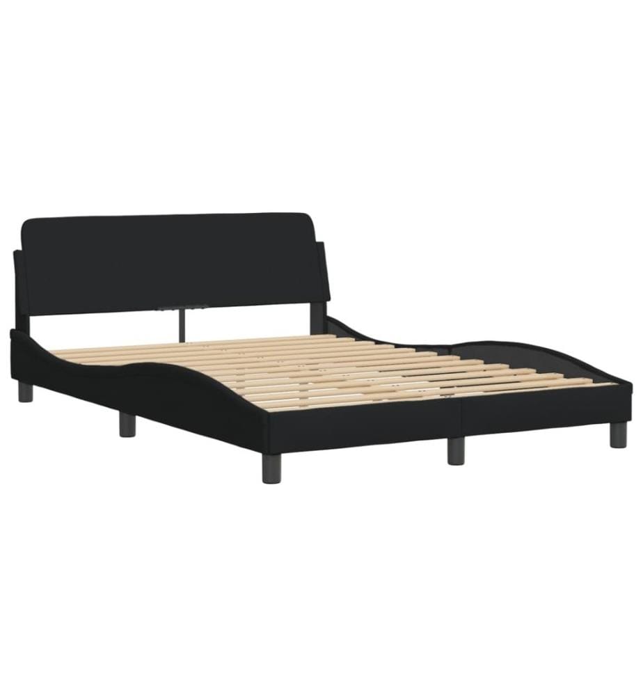 Bett mit Matratze Schwarz 140x200 cm Stoff