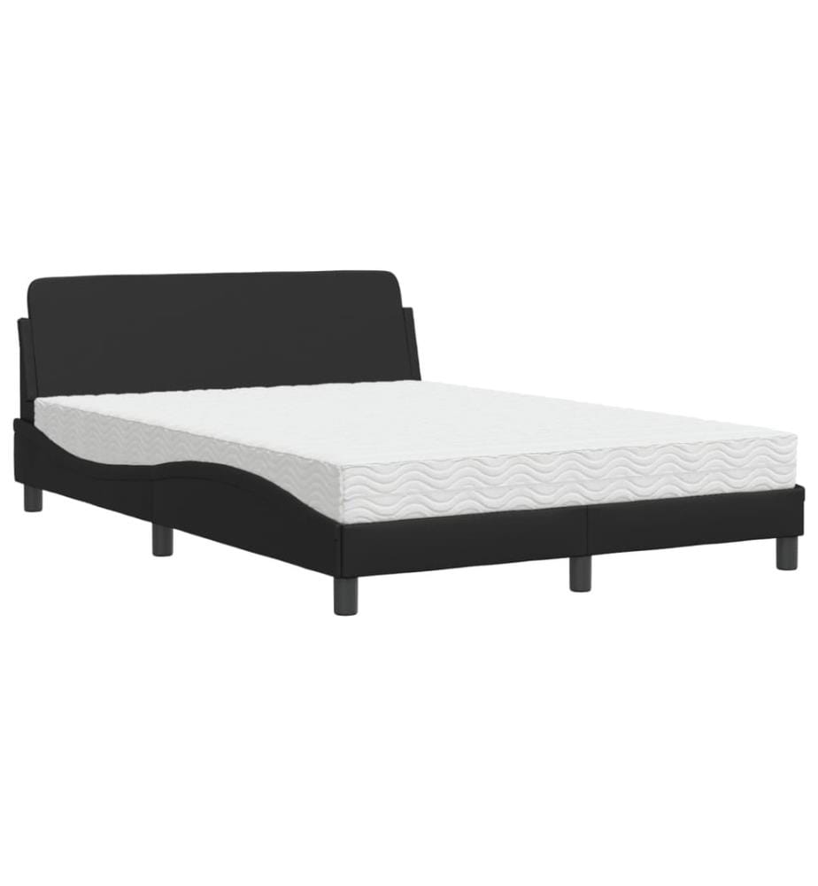 Bett mit Matratze Schwarz 120x200 cm Kunstleder