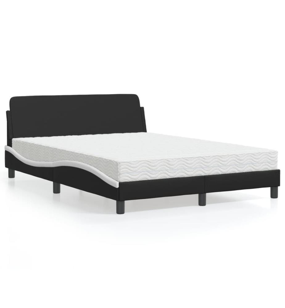 Bett mit Matratze Schwarz und Weiss 120x200 cm Kunstleder