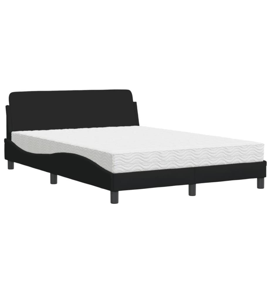 Bett mit Matratze Schwarz 140x200 cm Stoff