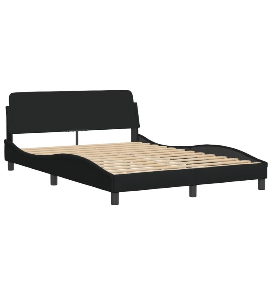 Bett mit Matratze Schwarz 140x200 cm Stoff