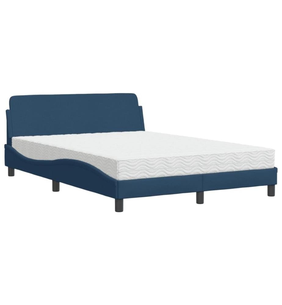 Bett mit Matratze Blau 140x200 cm Stoff