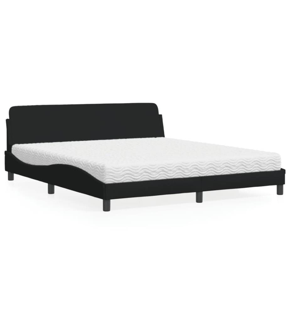 Bett mit Matratze Schwarz 180x200 cm Stoff