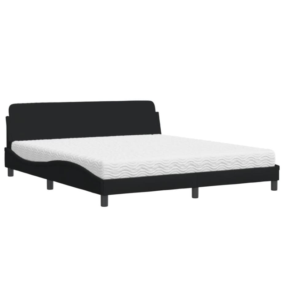 Bett mit Matratze Schwarz 180x200 cm Stoff