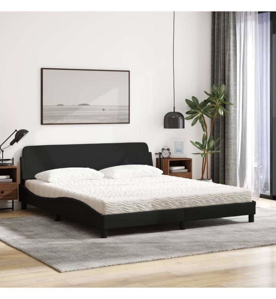 Bett mit Matratze Schwarz 180x200 cm Stoff