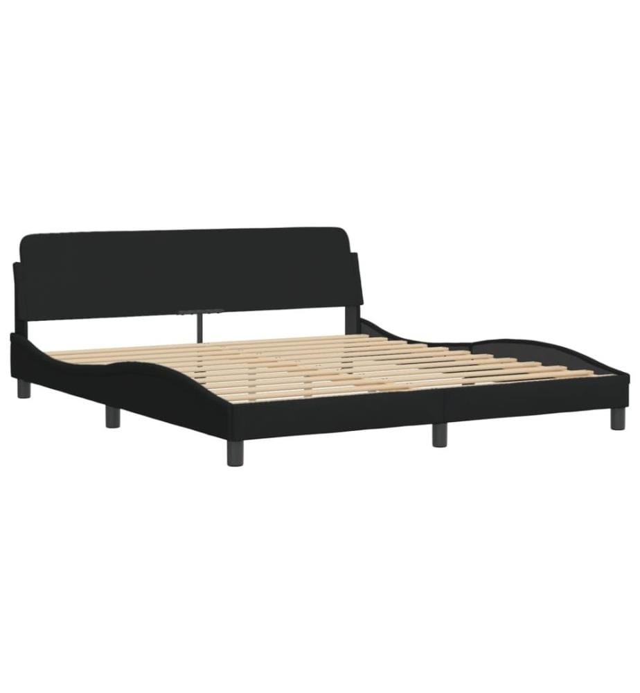 Bett mit Matratze Schwarz 180x200 cm Stoff