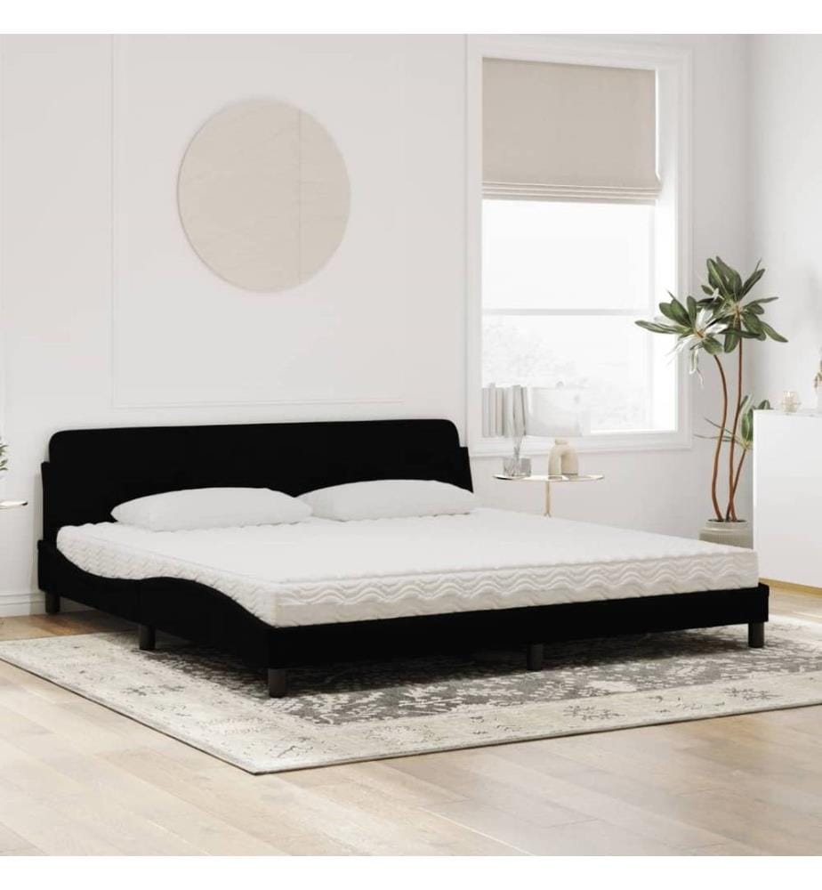 Bett mit Matratze Schwarz 200x200 cm Samt