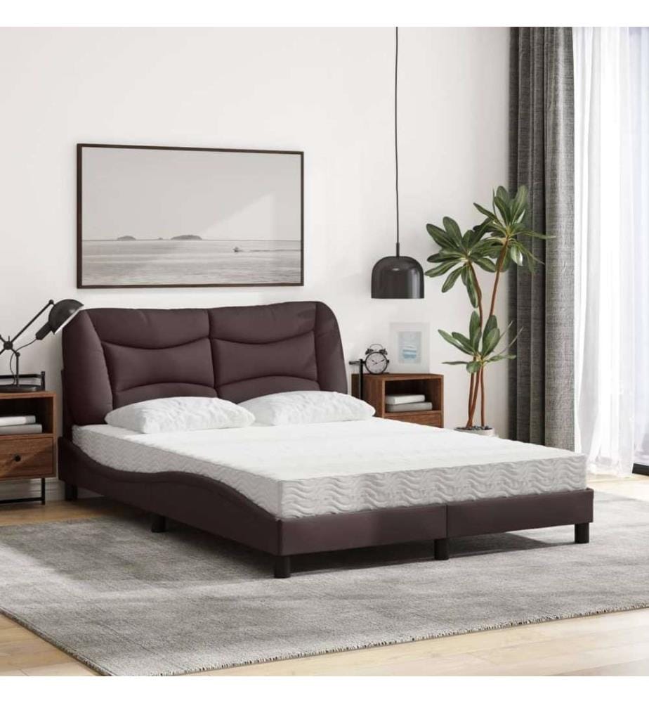 Bett mit Matratze Dunkelbraun 140x200 cm Stoff