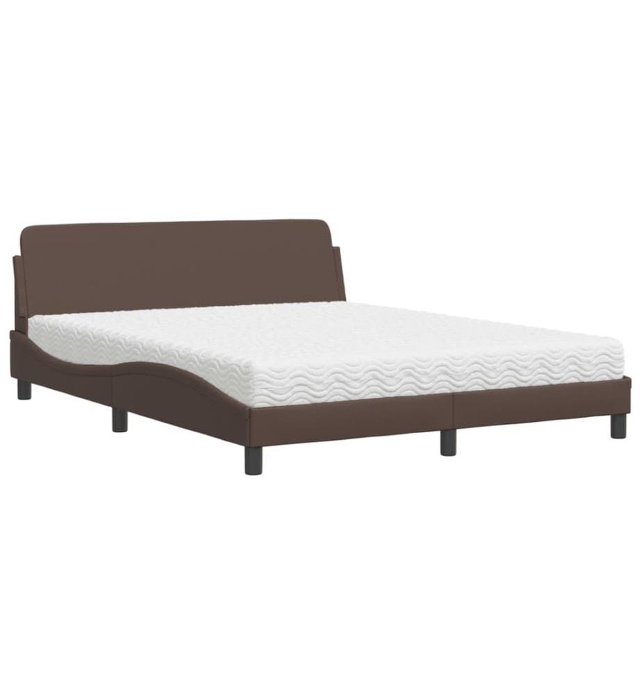 Bett mit Matratze Braun 160x200 cm Kunstleder