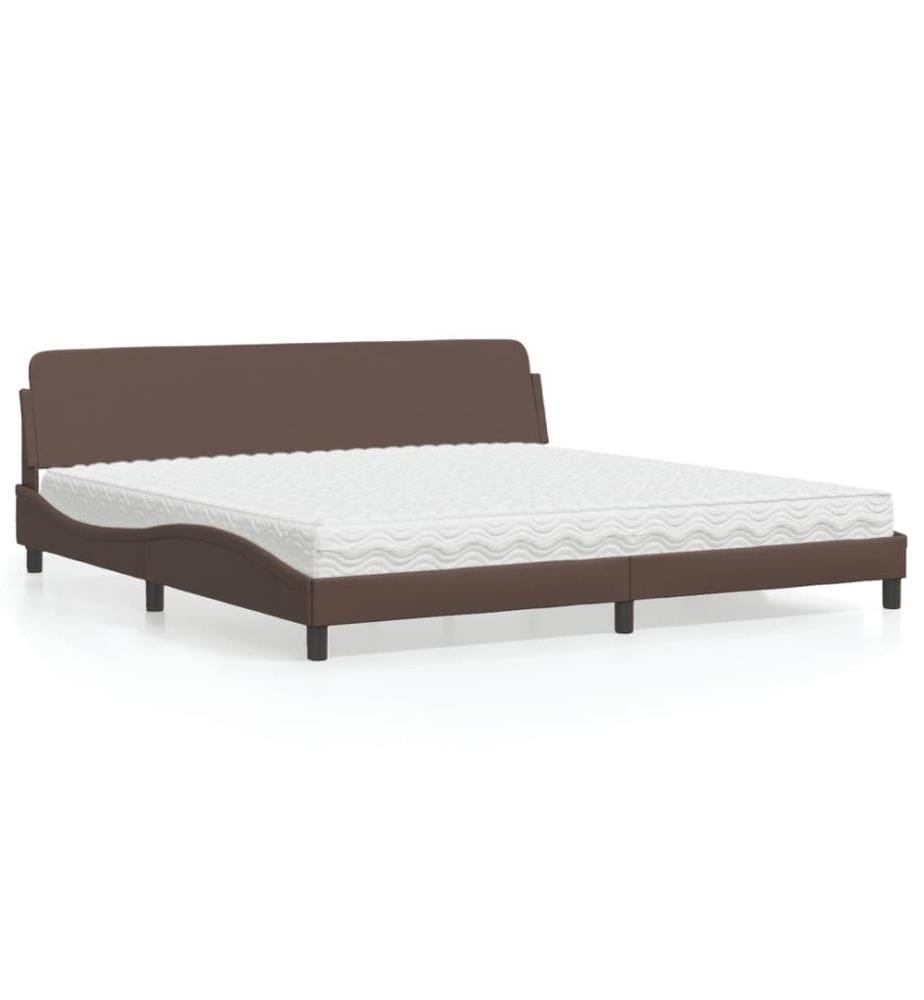 Bett mit Matratze Braun 200x200 cm Kunstleder