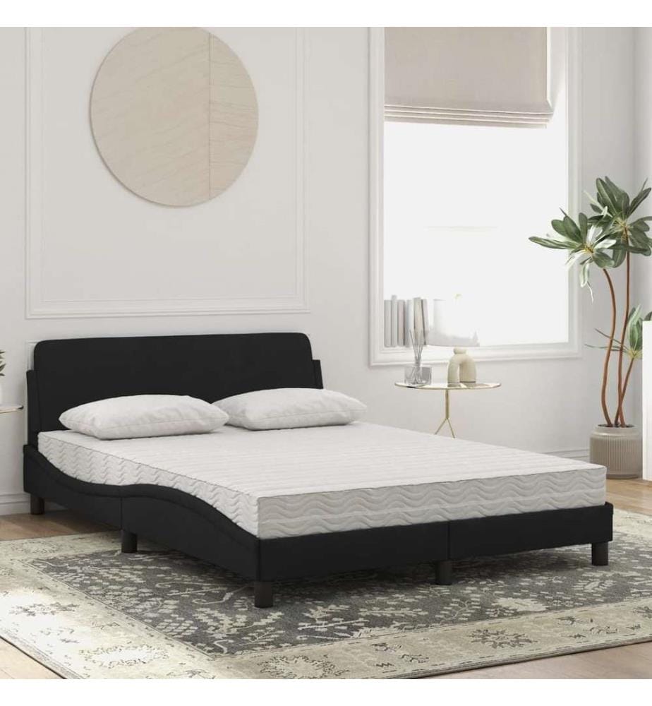 Bett mit Matratze Schwarz 140x200 cm Samt