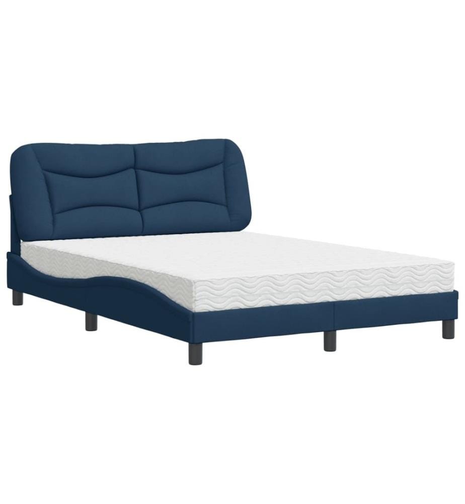 Bett mit Matratze Blau 120x200 cm Stoff