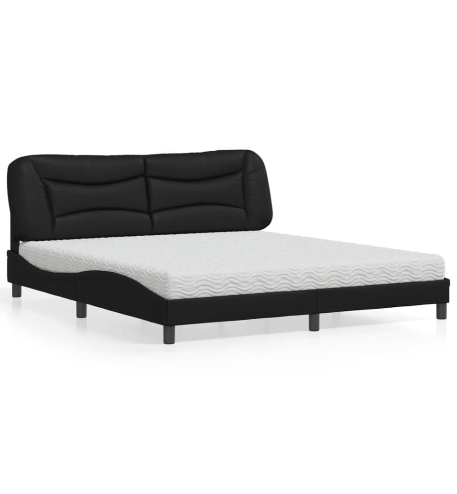 Bett mit Matratze Schwarz 180x200 cm Kunstleder