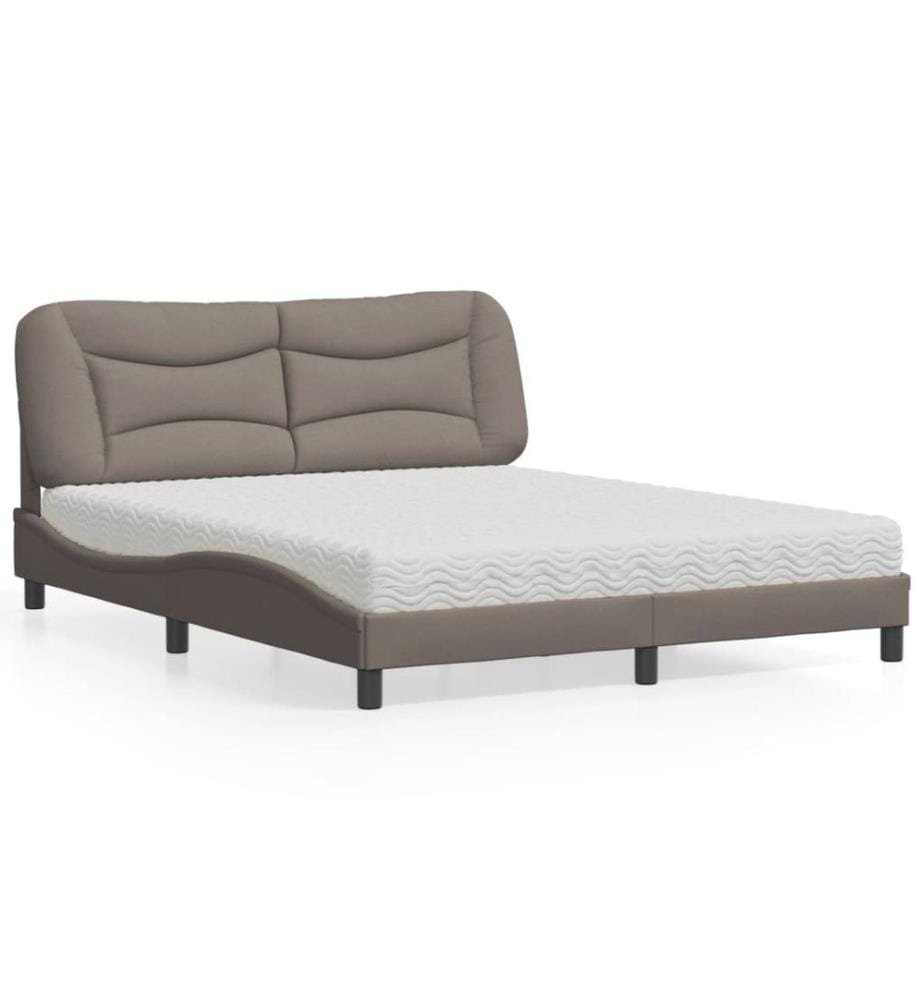 Bett mit Matratze Taupe 160x200 cm Stoff
