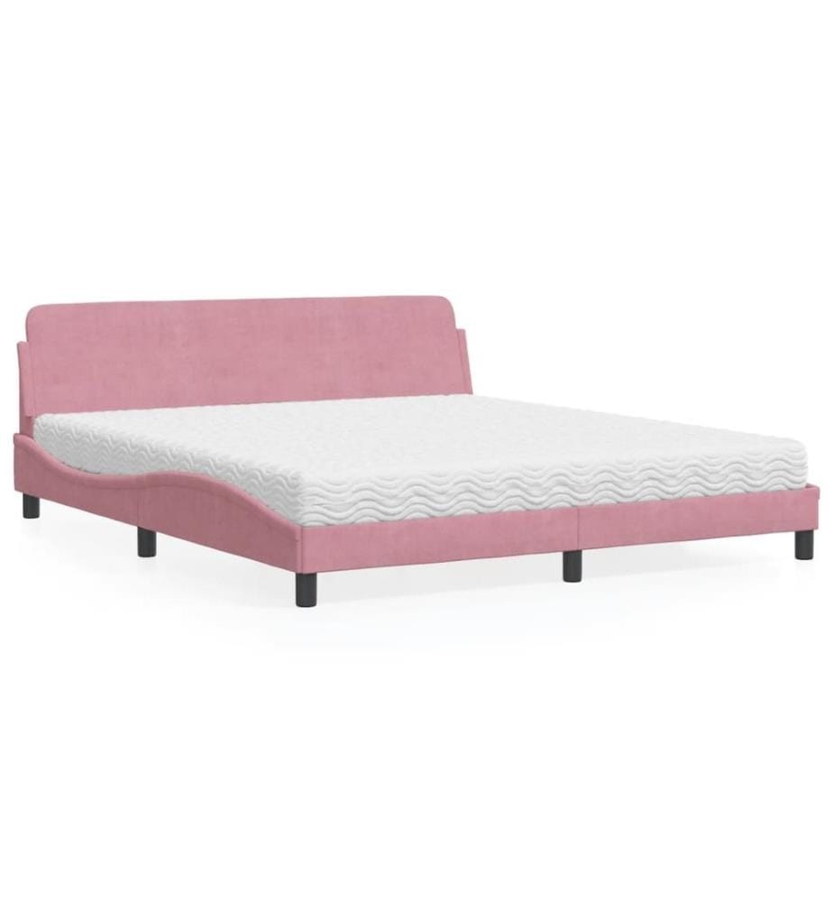 Bett mit Matratze Rosa 180x200 cm Samt