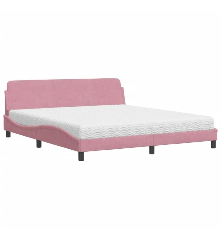 Bett mit Matratze Rosa 180x200 cm Samt