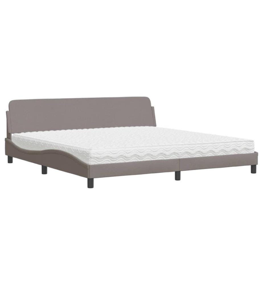 Bett mit Matratze Taupe 200x200 cm Stoff