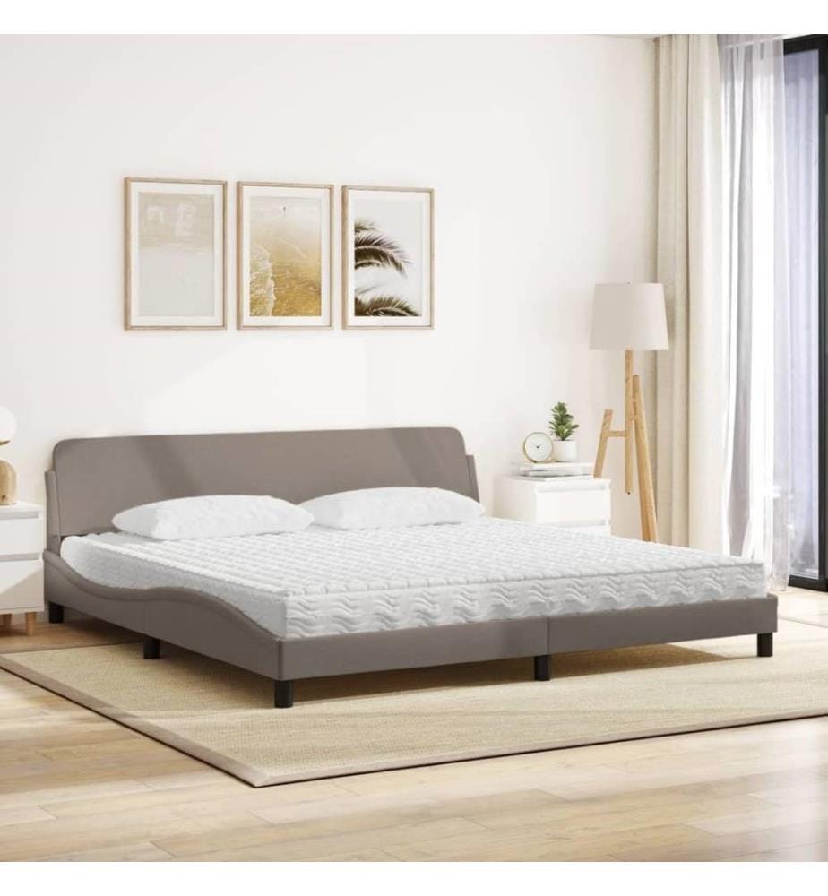 Bett mit Matratze Taupe 200x200 cm Stoff