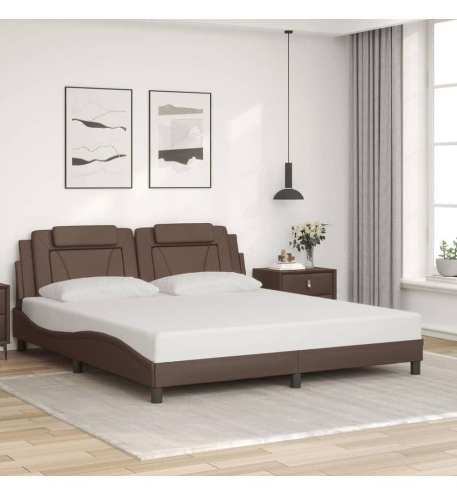 Bettgestell mit LED Braun 200x200 cm Kunstleder