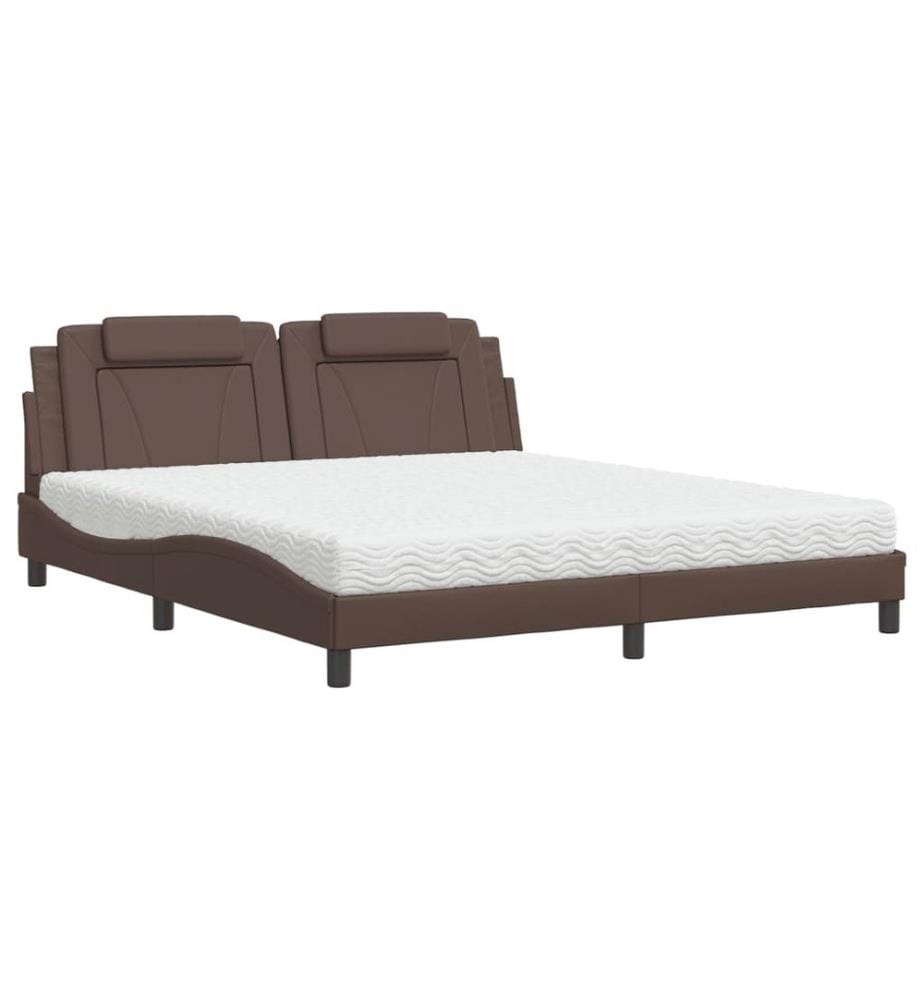 Bett mit Matratze Braun 180x200 cm Kunstleder