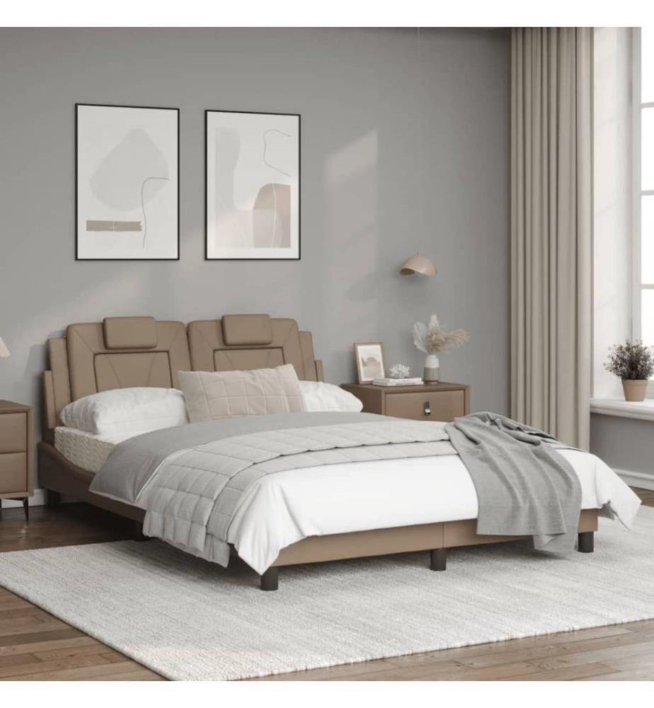 Bettgestell mit Kopfteil Cappuccino-Braun 140x200 cm Kunstleder