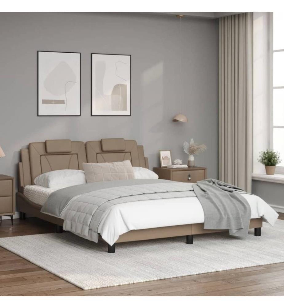 Bettgestell mit Kopfteil Cappuccino-Braun 160x200 cm Kunstleder
