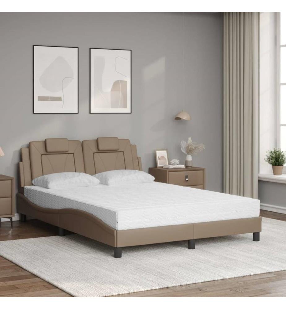 Bett mit Matratze Cappuccino-Braun 140x200 cm Kunstleder