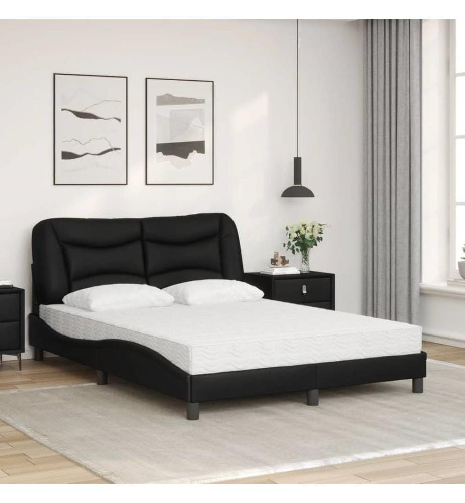 Bett mit Matratze Schwarz 120x200 cm Kunstleder