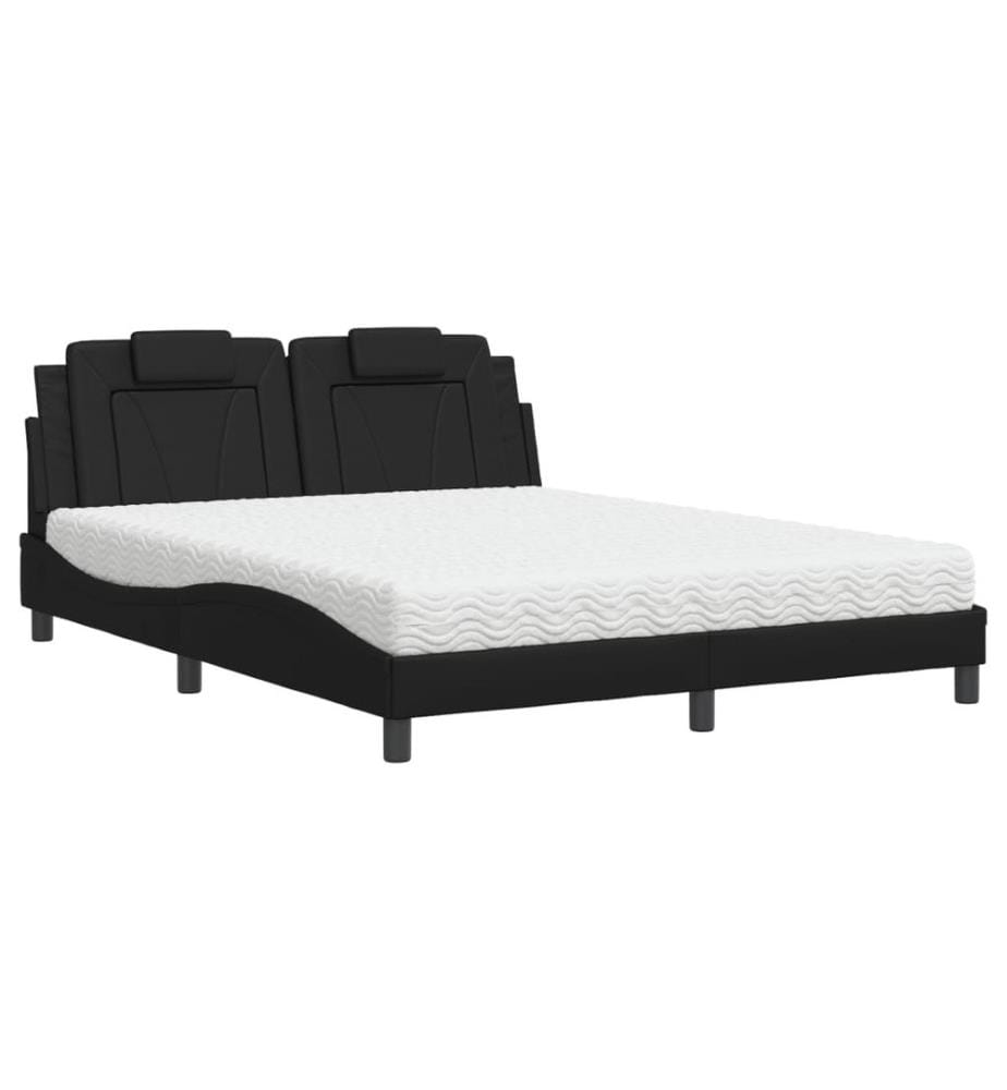 Bett mit Matratze Schwarz 160x200 cm Kunstleder
