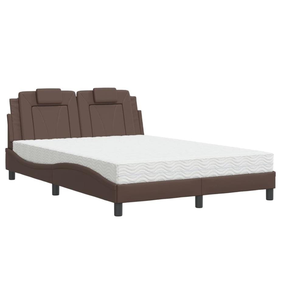 Bett mit Matratze Braun 140x200 cm Kunstleder