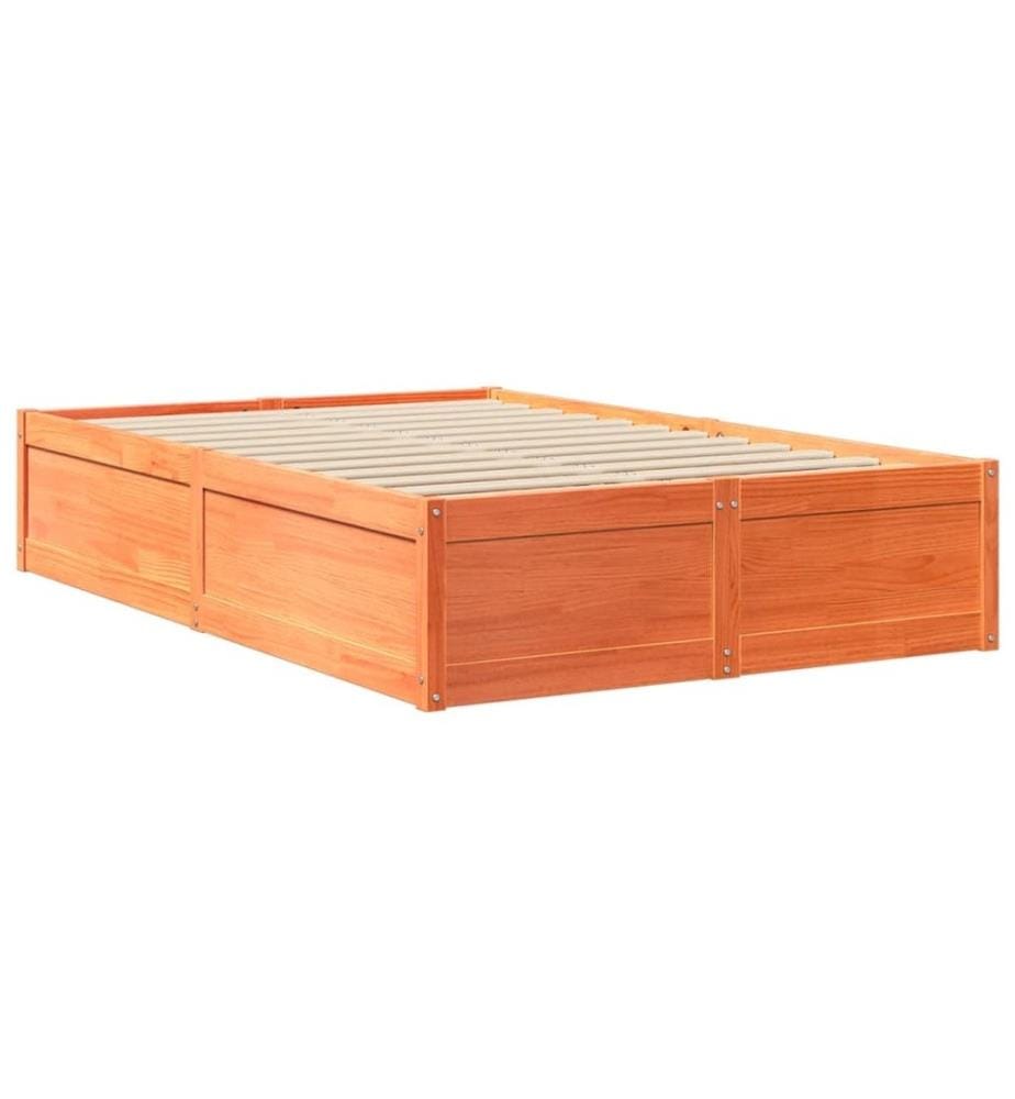 Bett mit Matratze Wachsbraun 120x200 cm Massivholz Kiefer